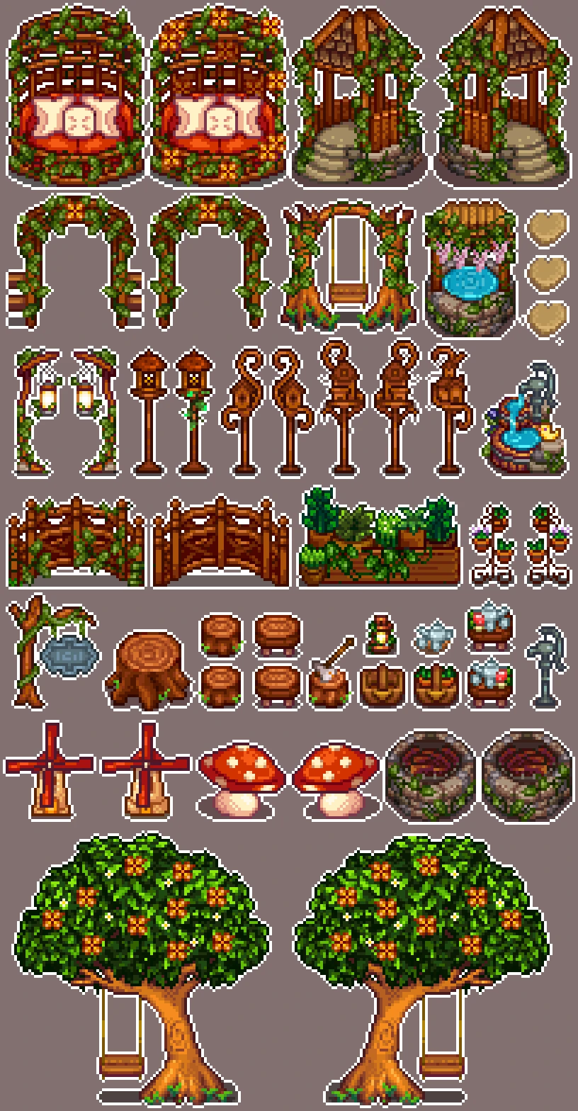 HxW Fairy Garden Outdoor Furniture mod for Stardew Valley