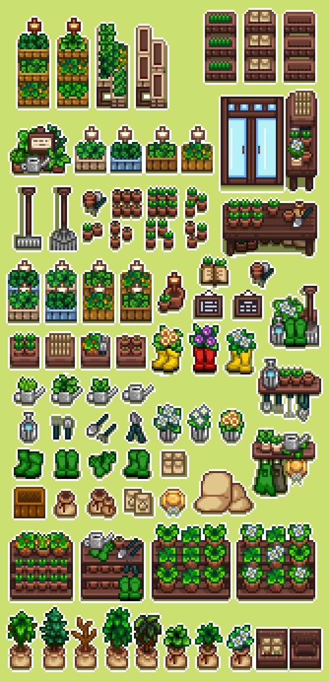 HxW Greenhouse Furniture mod for Stardew Valley