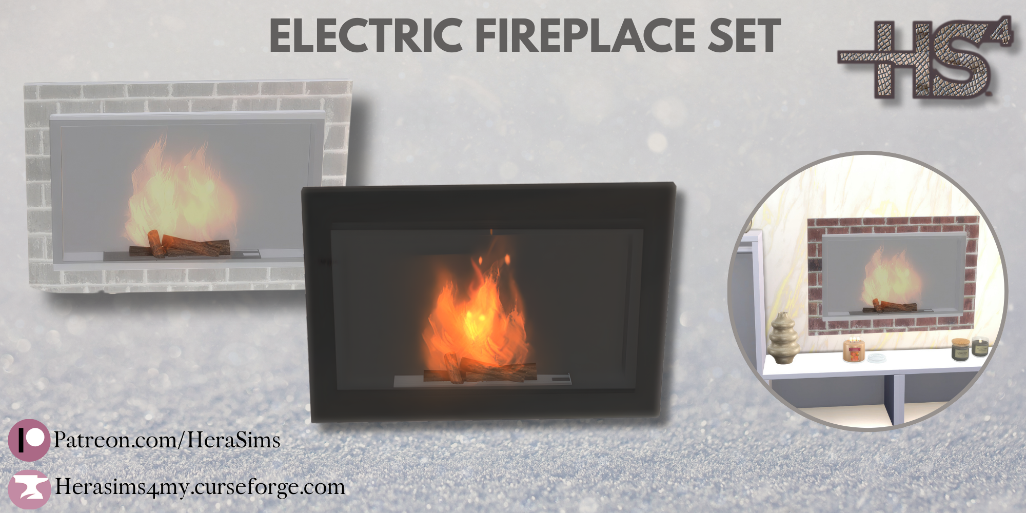 Electric Fireplace set mod for The Sims 4 