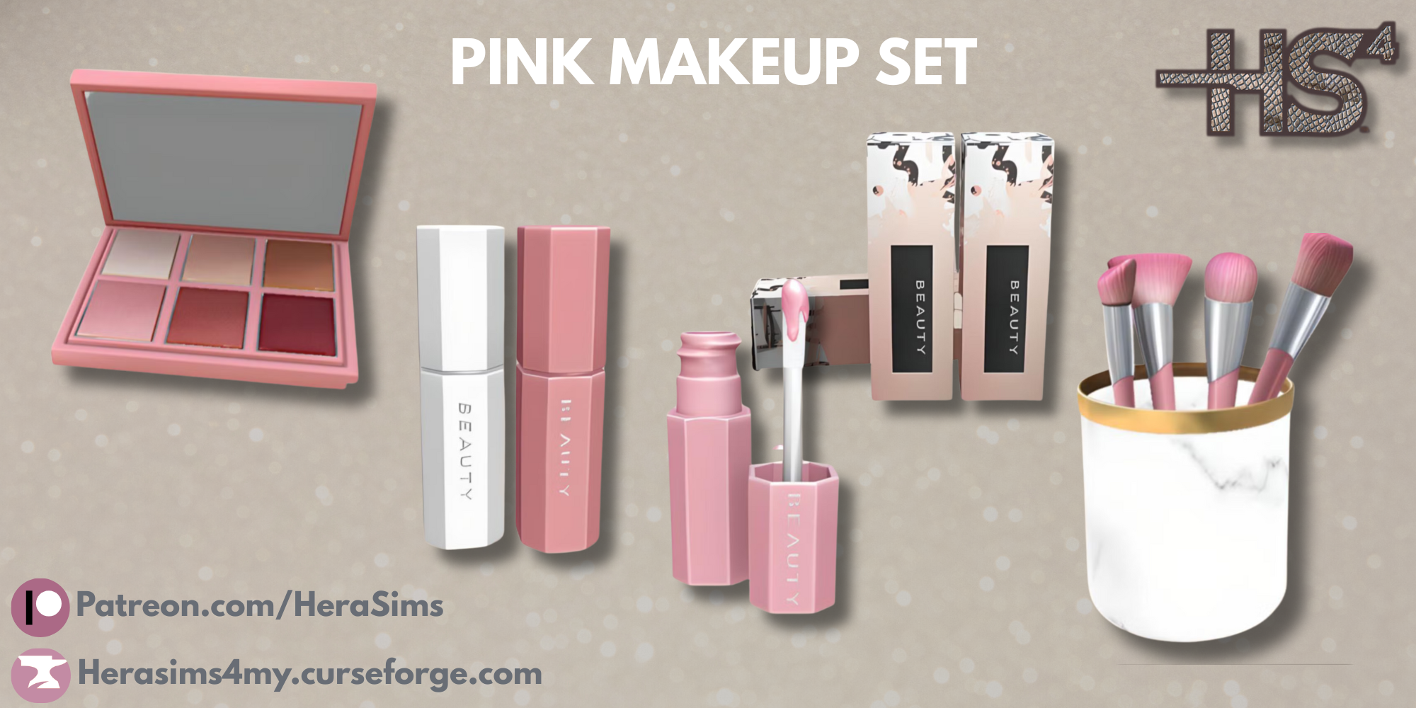 Pink makeup set mod for The Sims 4 