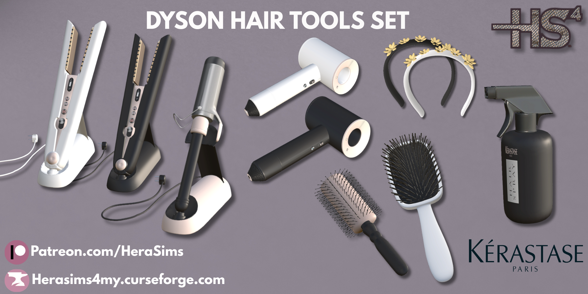 Dyson Hair tools set mod for The Sims 4 