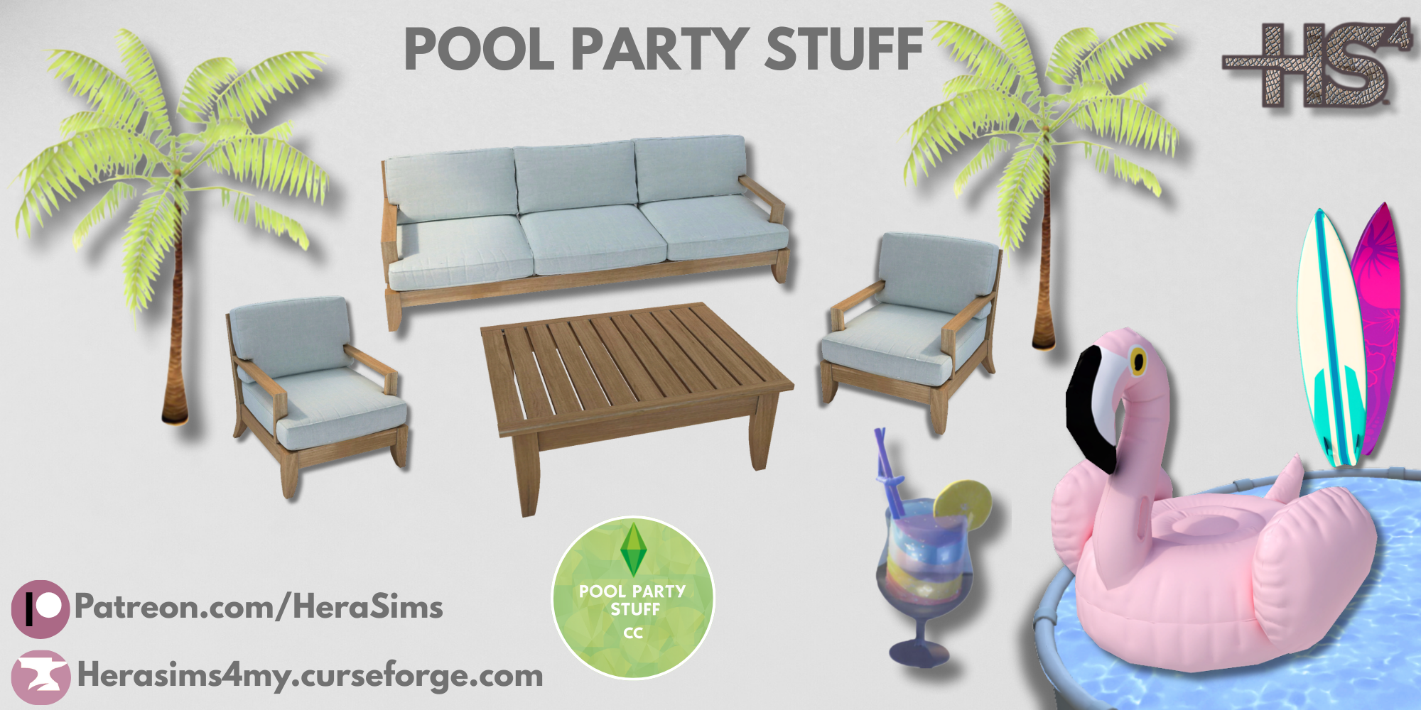 Pool party stuff cc mod for The Sims 4 