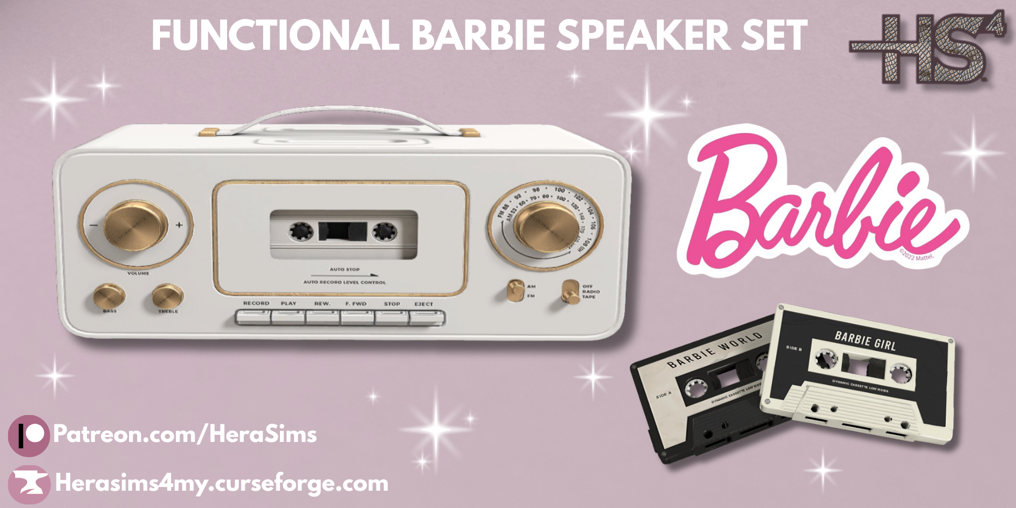 Functional Barbie speaker set mod for The Sims 4 