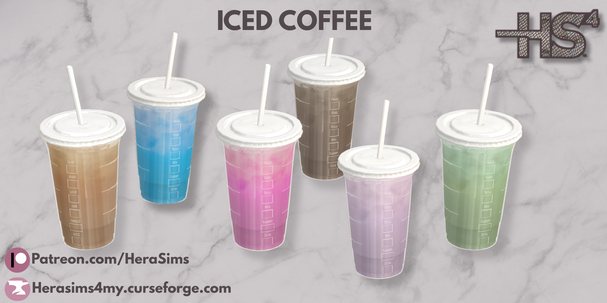 Iced coffee set mod for The Sims 4 