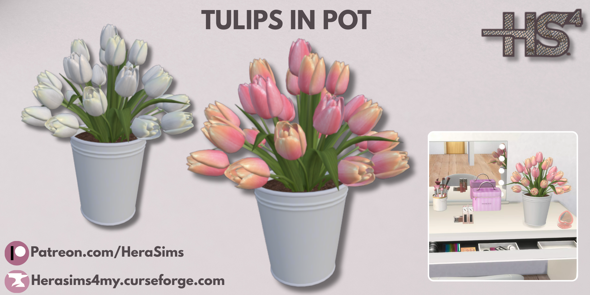 Tulips in pot mod for The Sims 4 