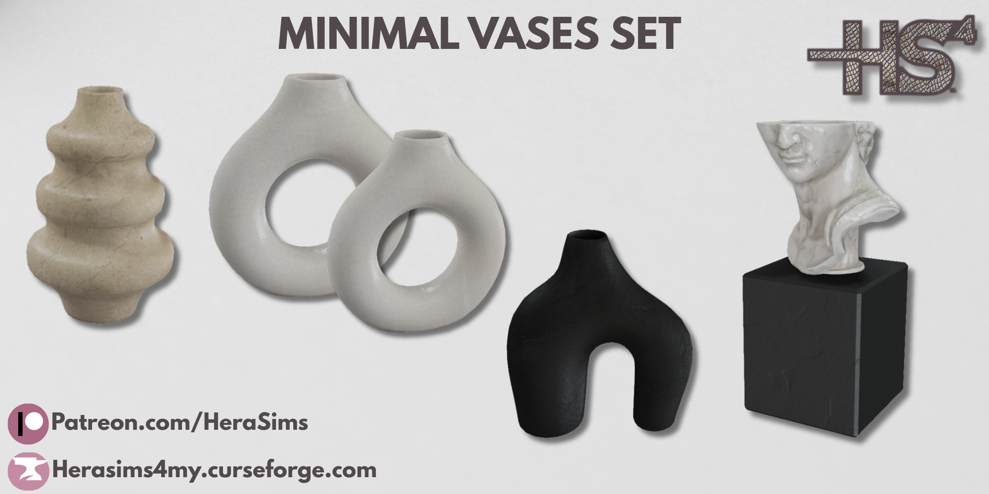 Minimal vases set mod for The Sims 4 
