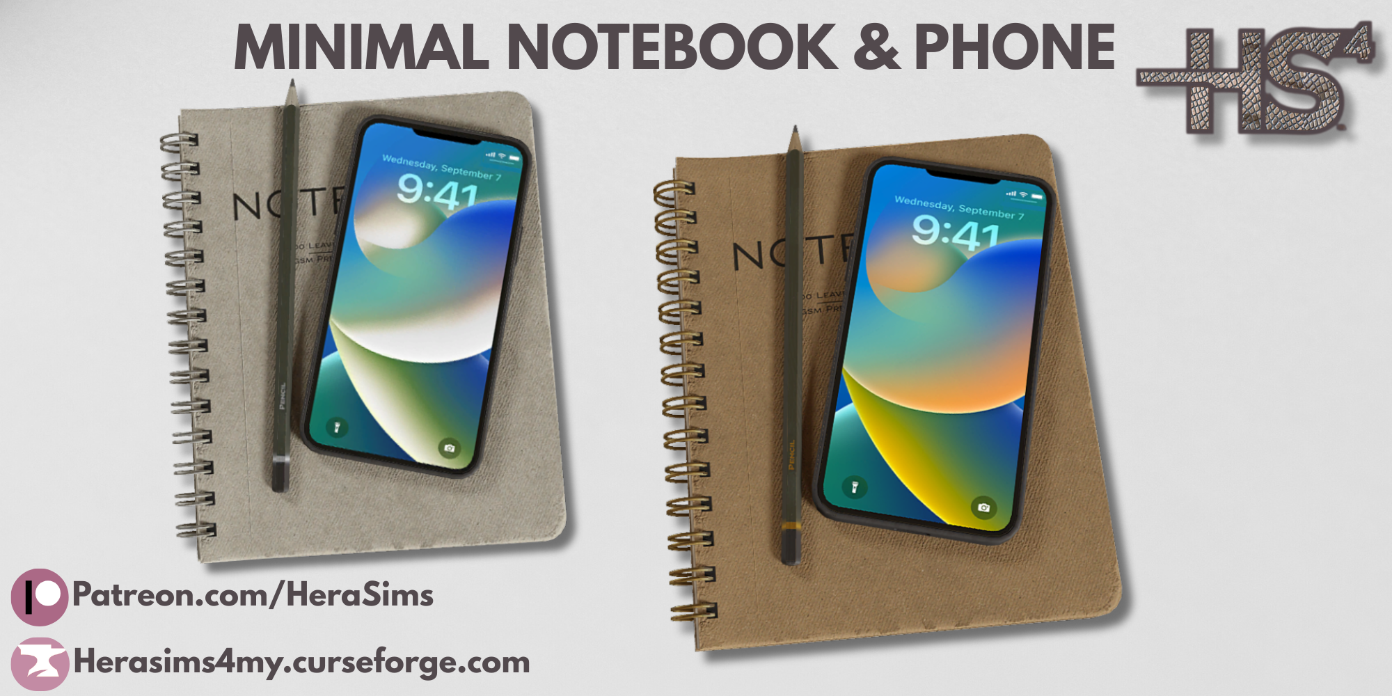 Minimal notebook with phone mod for The Sims 4 