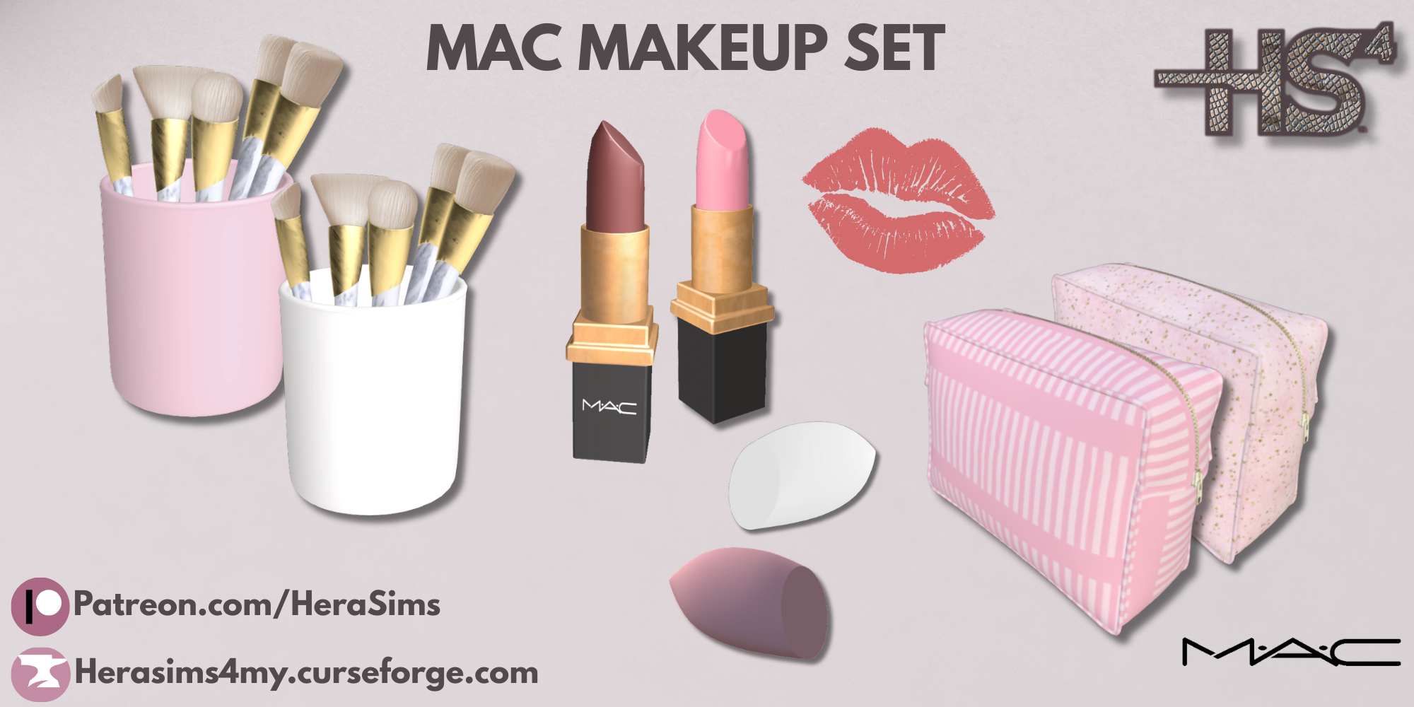MAC Makeup set mod for The Sims 4 