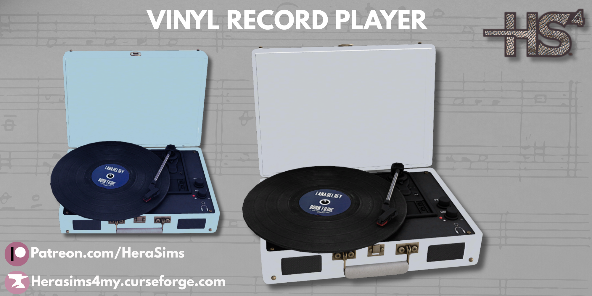 Minimal vinyl record player mod for The Sims 4 
