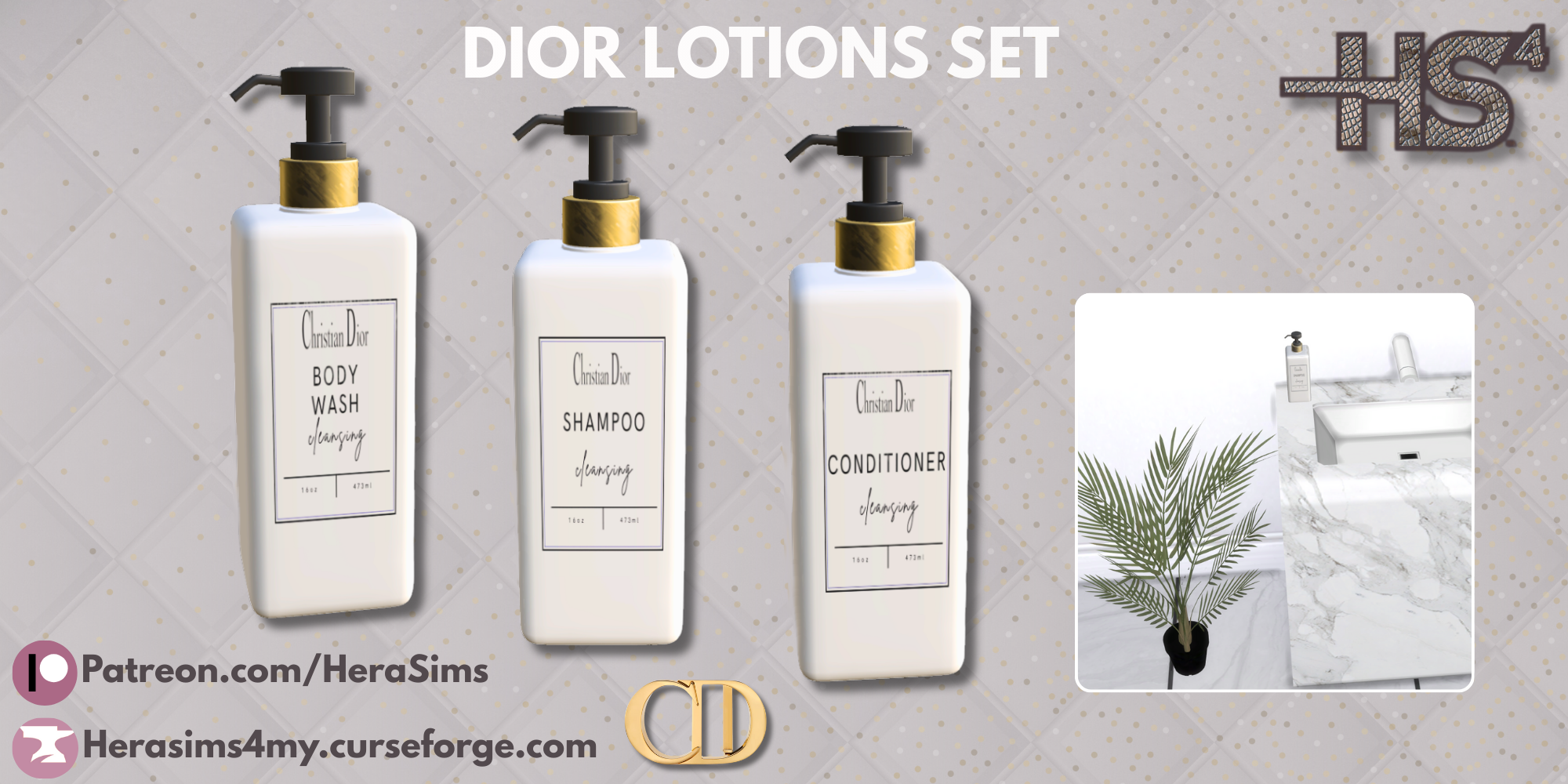 Dior Lotions set mod for The Sims 4 