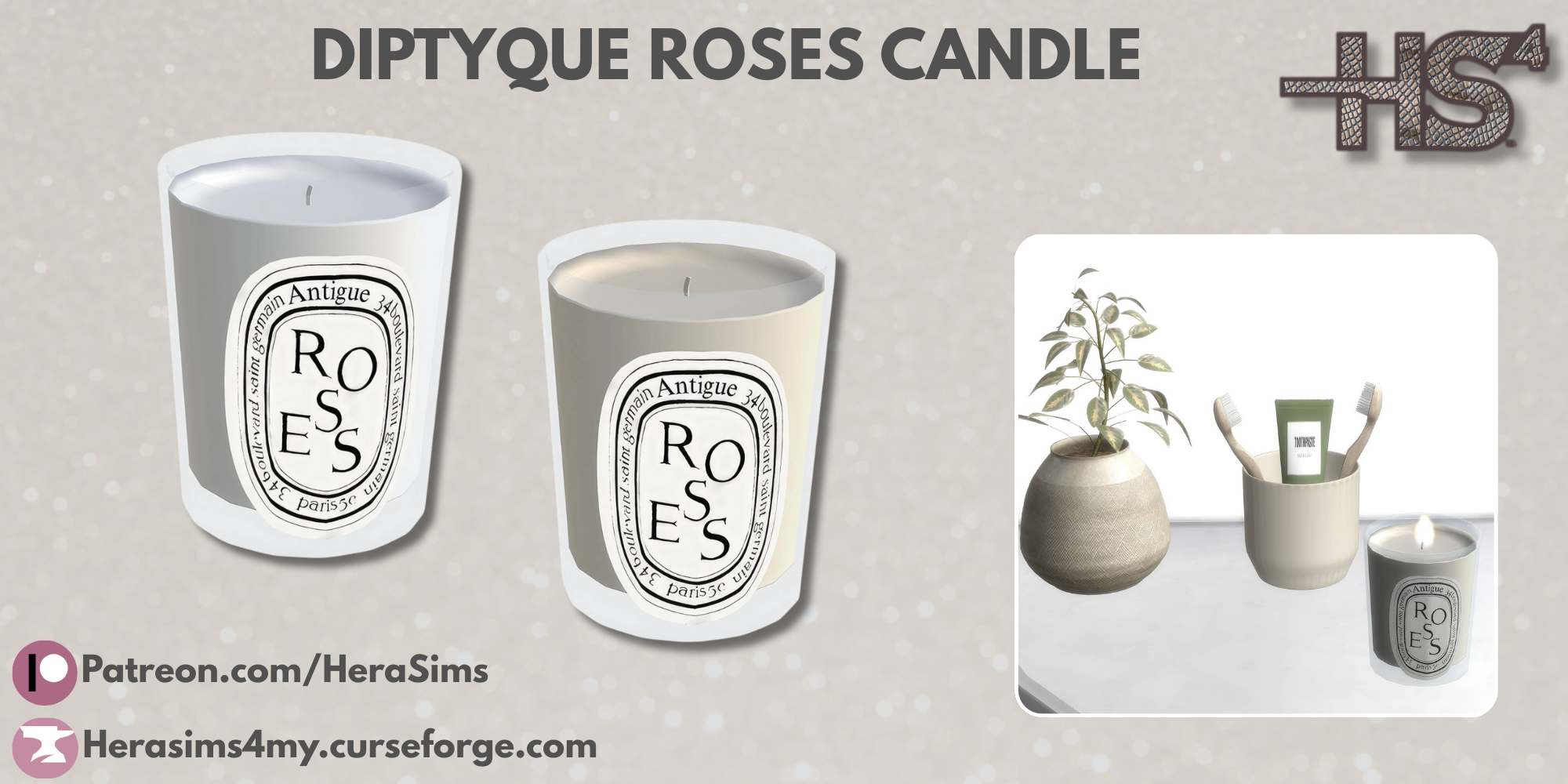 Diptyque Scented Candle Roses mod for The Sims 4 