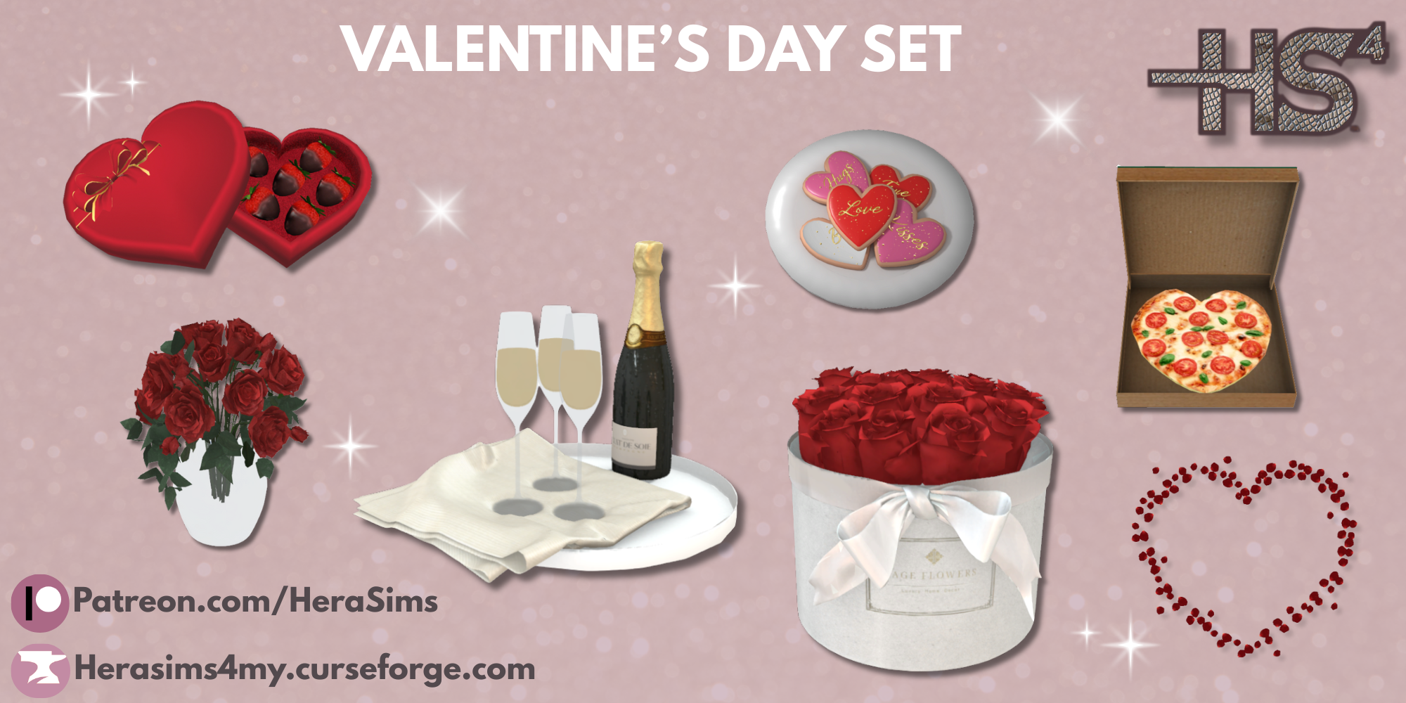 Valentine's day set mod for The Sims 4 