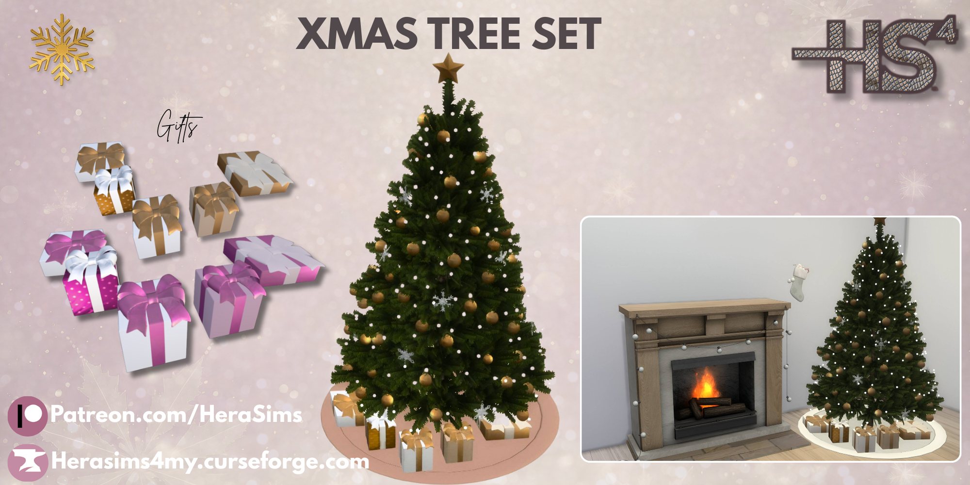 Xmas tree set mod for The Sims 4 