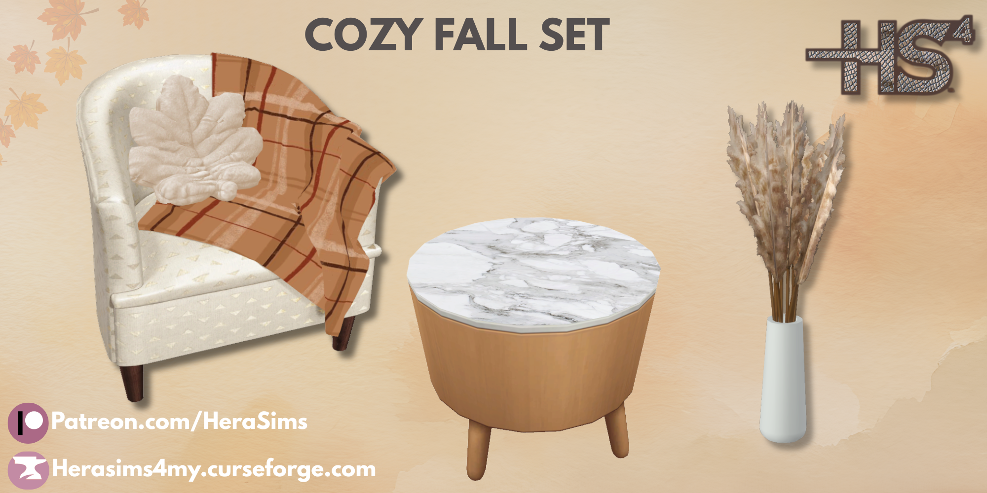 Cozy fall set mod for The Sims 4 
