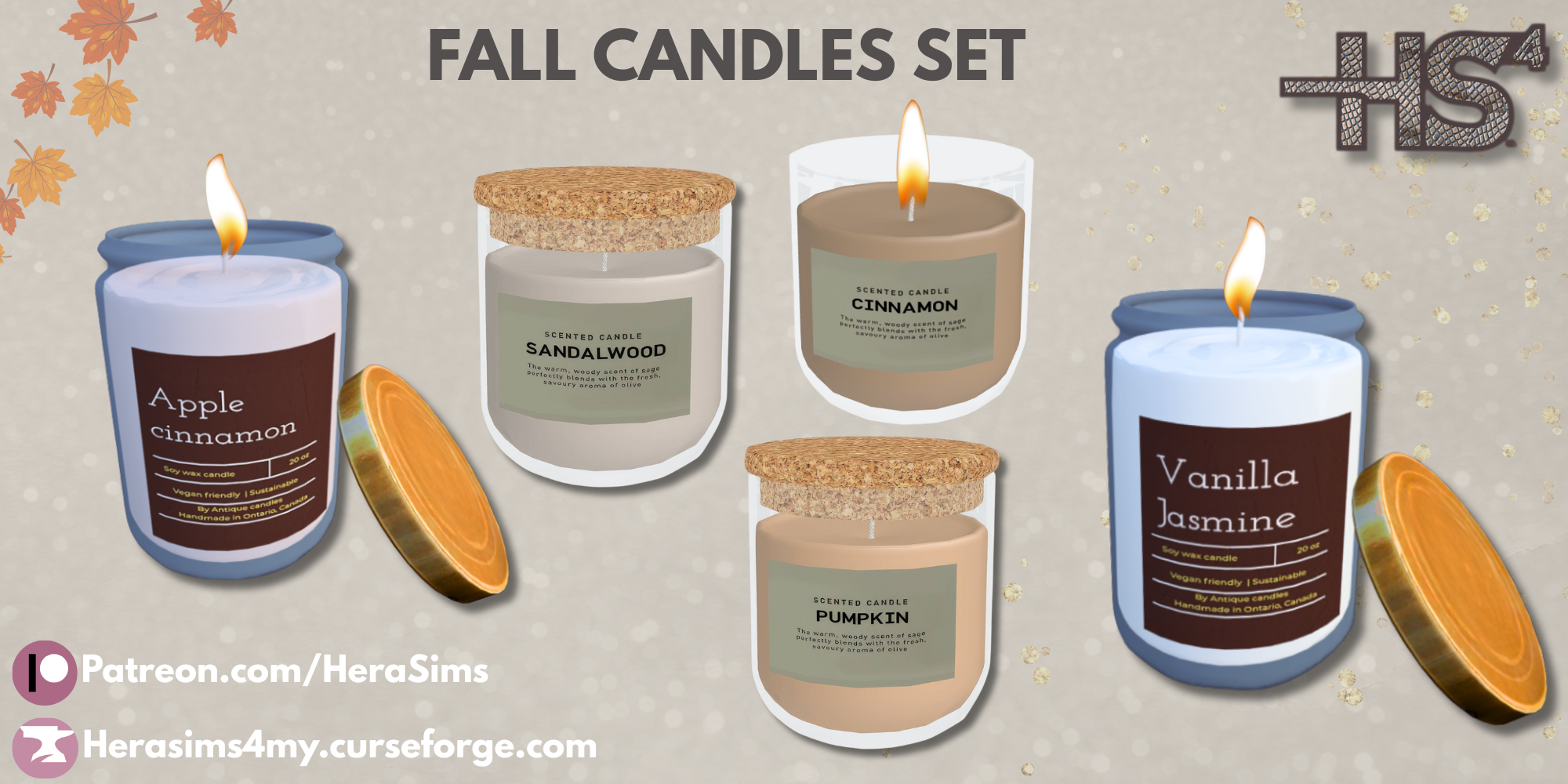 Fall candles set mod for The Sims 4 