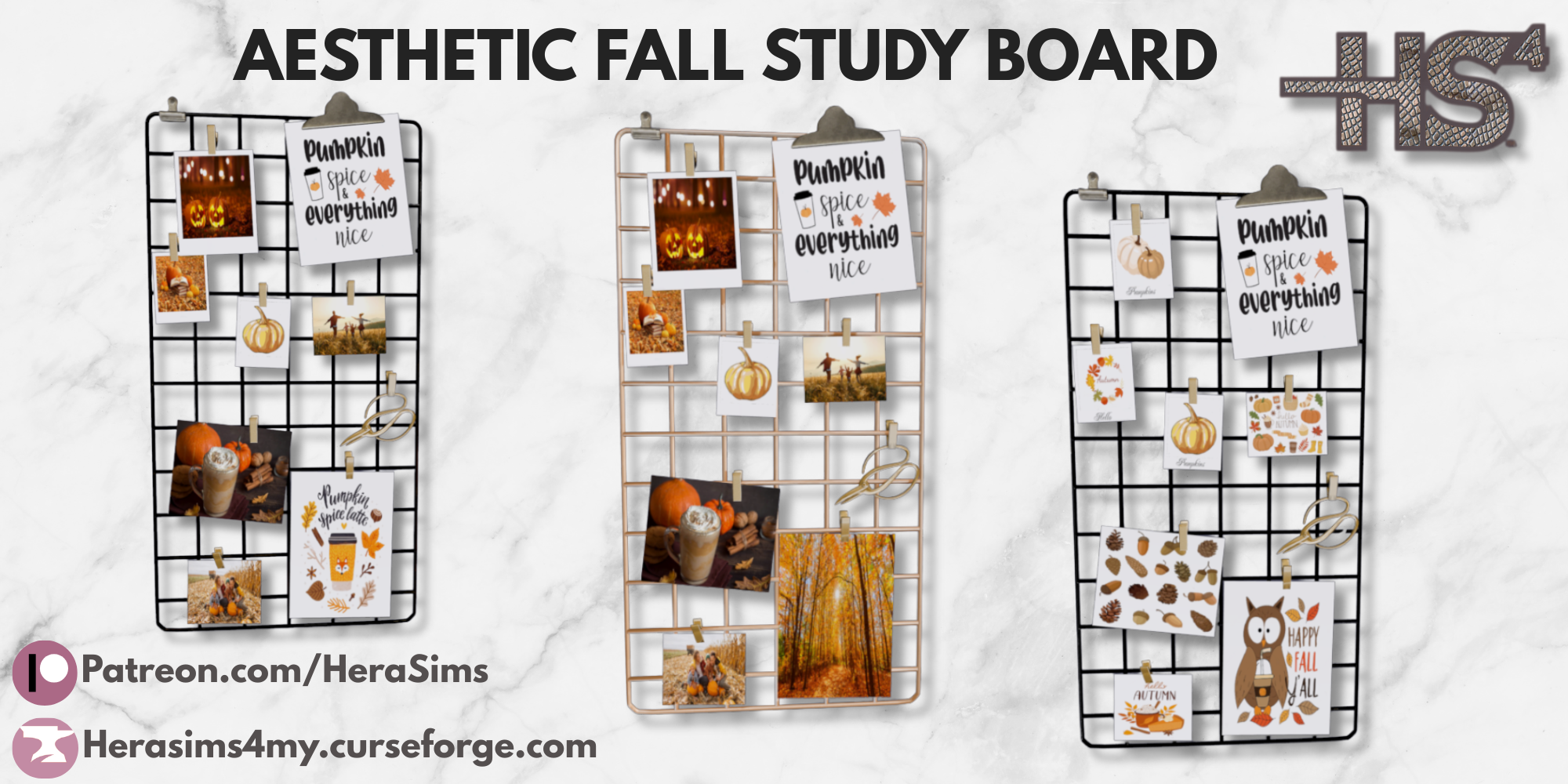 Aesthetic fall study board mod for The Sims 4 