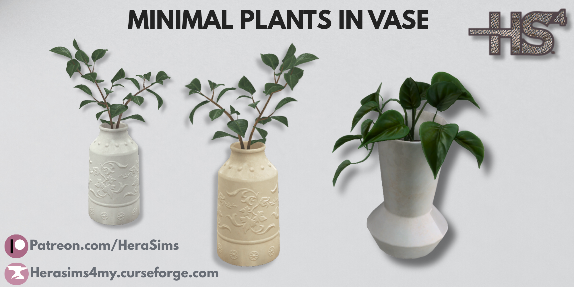 Minimal plants in vase mod for The Sims 4 