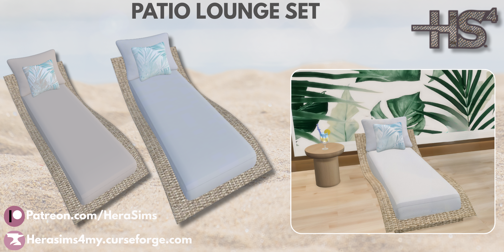 Patio lounge set mod for The Sims 4 