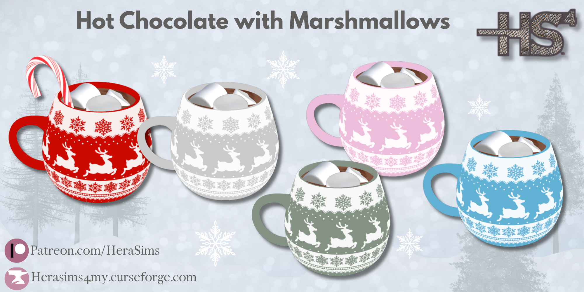 Hot Chocolate with Marshmallows set mod for The Sims 4 