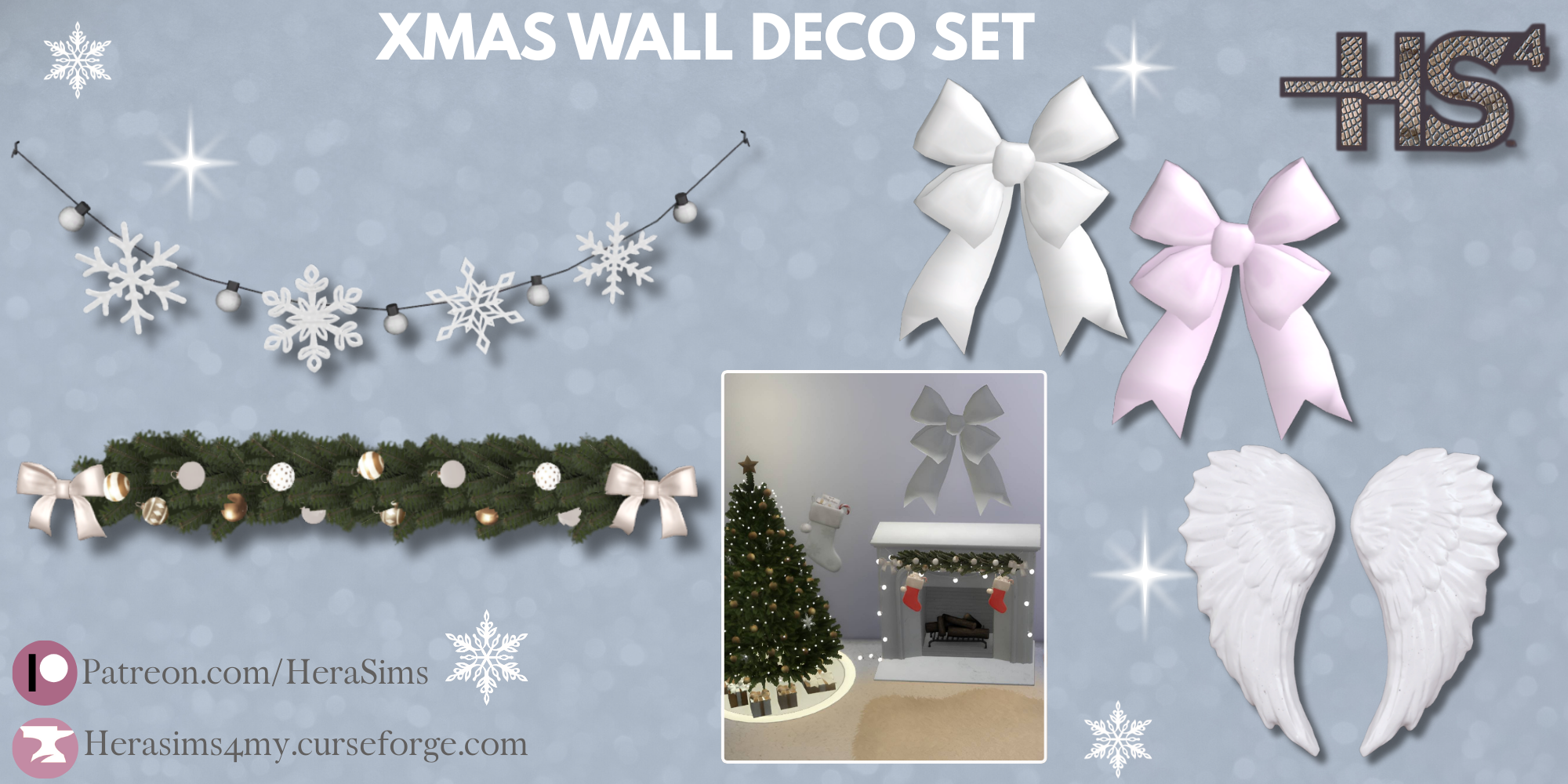 Xmas wall deco set mod for The Sims 4 