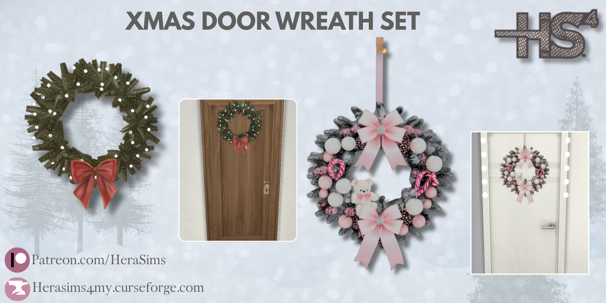 Xmas door wreath set mod for The Sims 4 