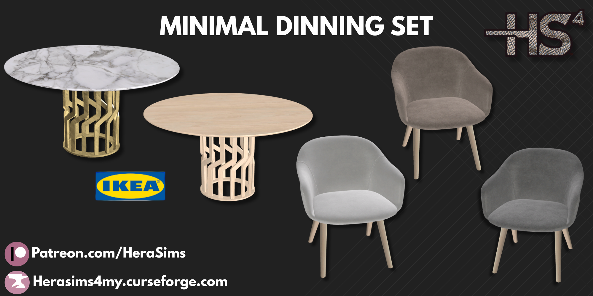 Minimal dinning set mod for The Sims 4 