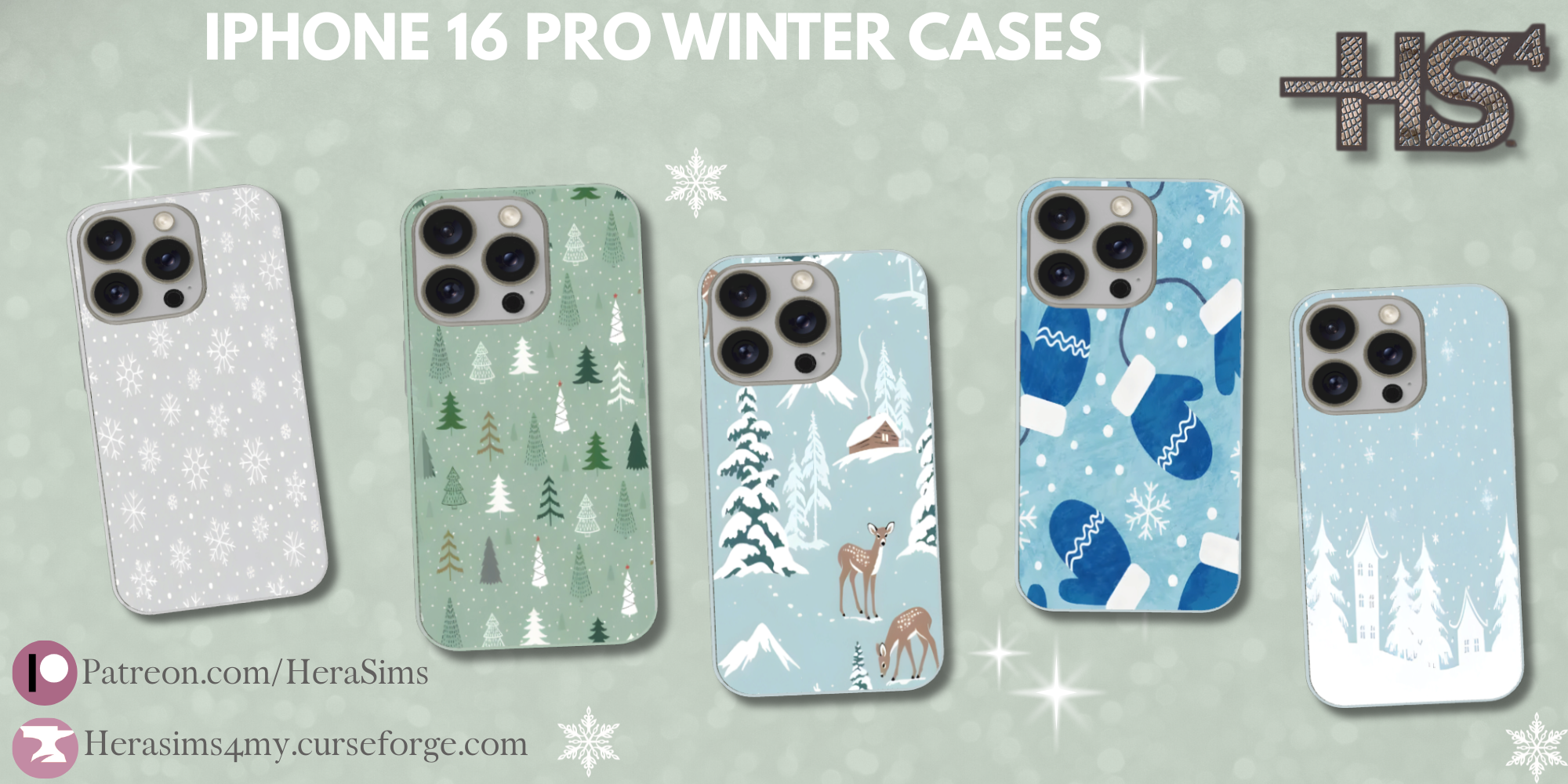 Iphone 16 Pro winter case set mod for The Sims 4 