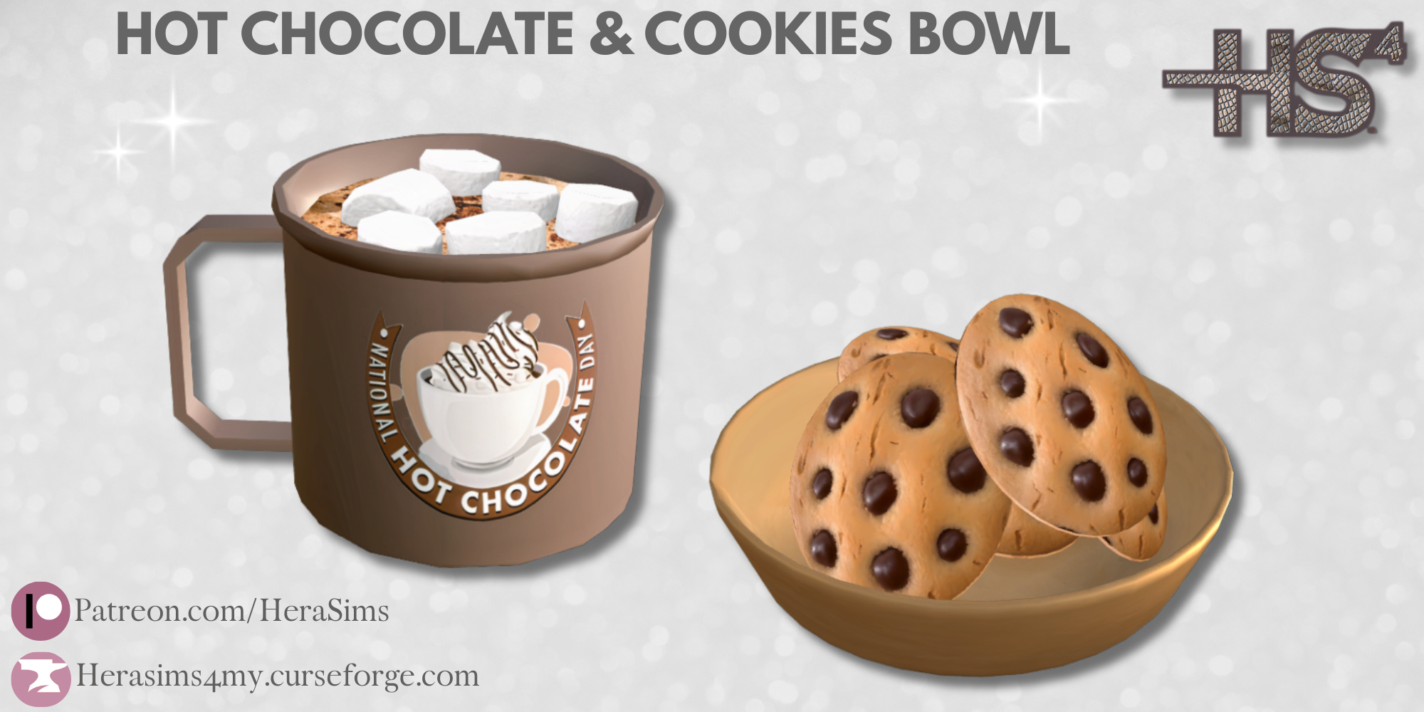 Hot chocolate & Cookies bowl mod for The Sims 4 
