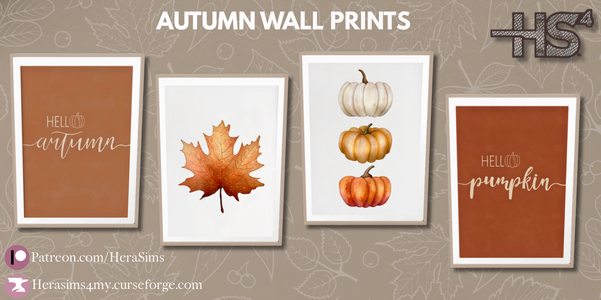 Autumn wall prints mod for The Sims 4 