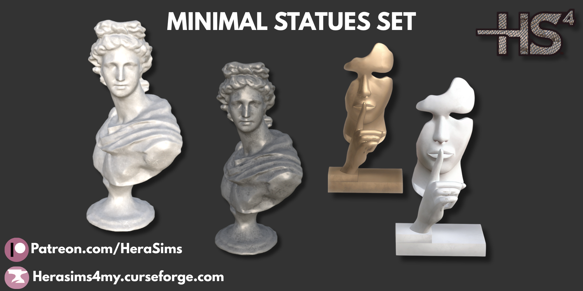 Minimal statues set mod for The Sims 4 