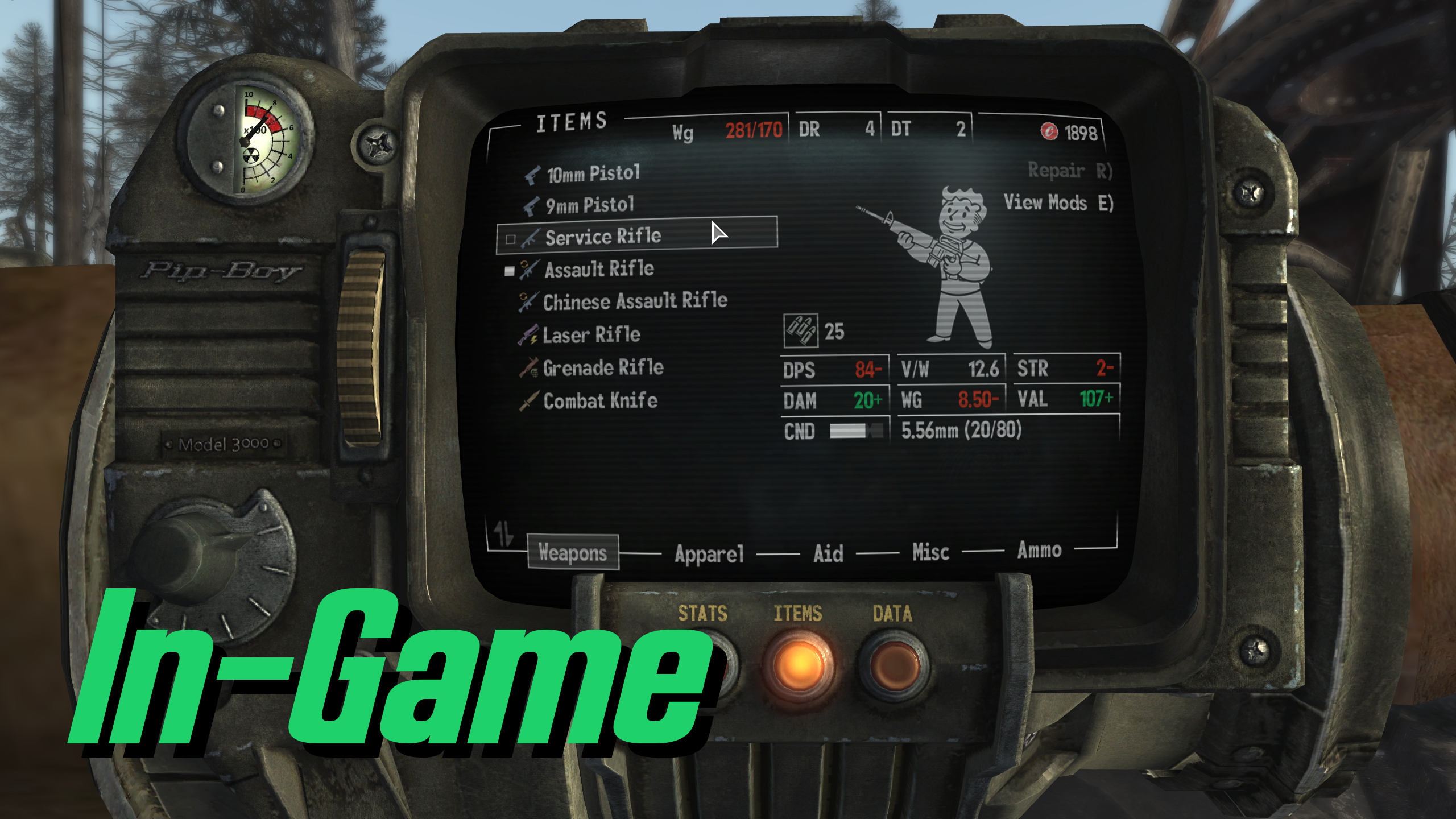 PipBoy UI Tweaks - ESPless mod for Fallout: New Vegas