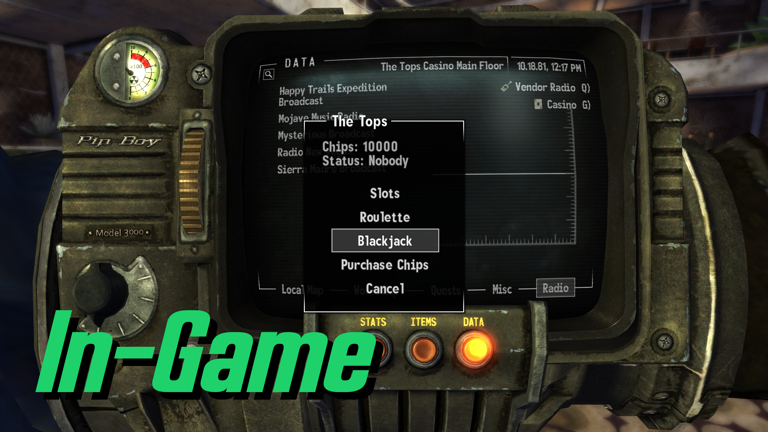 PipBoy Casino - ESPless mod for Fallout: New Vegas