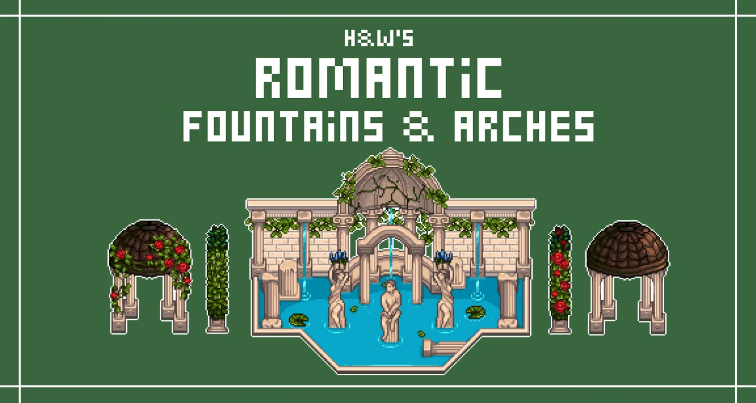 HxW Romantic Fountains and Arches mod for Stardew Valley