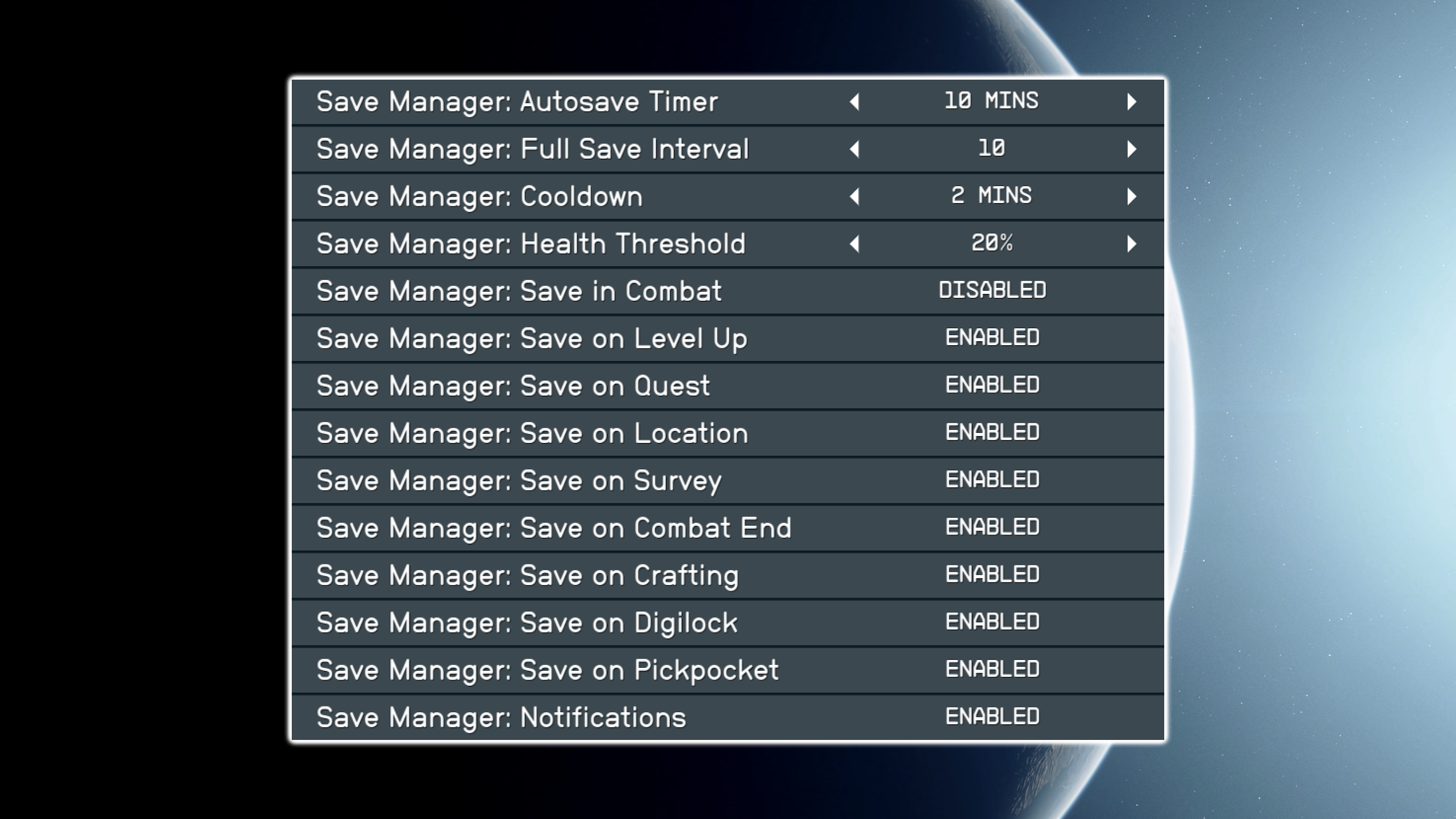 Simple Save Manager mod for Starfield