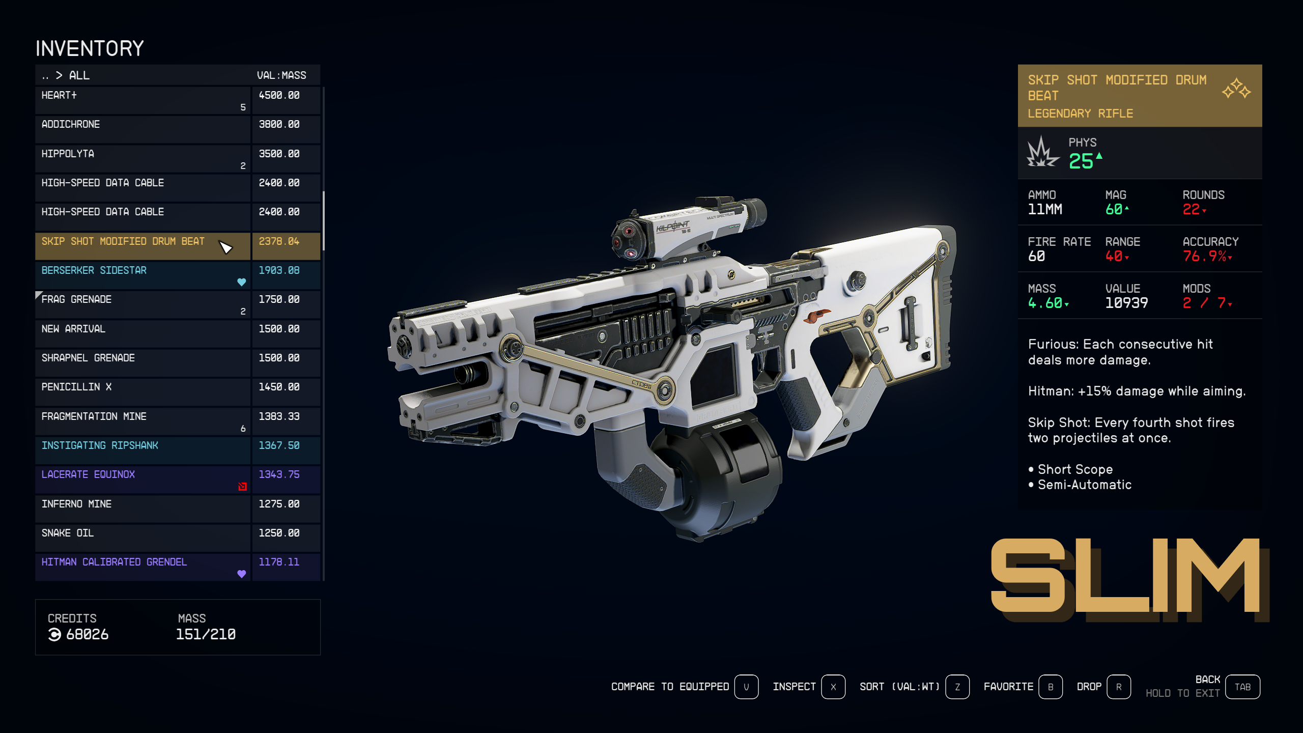 Compact Inventory UI mod for Starfield