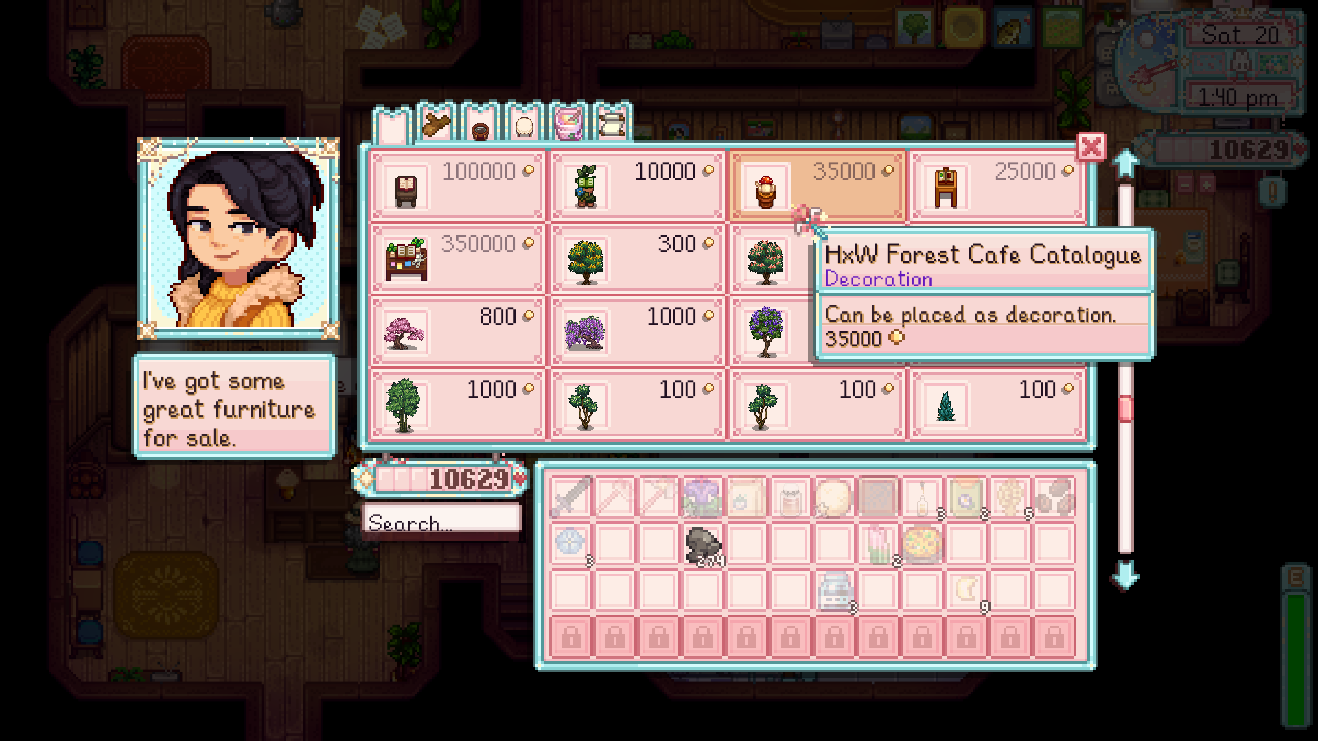 HxW Forest Cafe Furniture mod for Stardew Valley