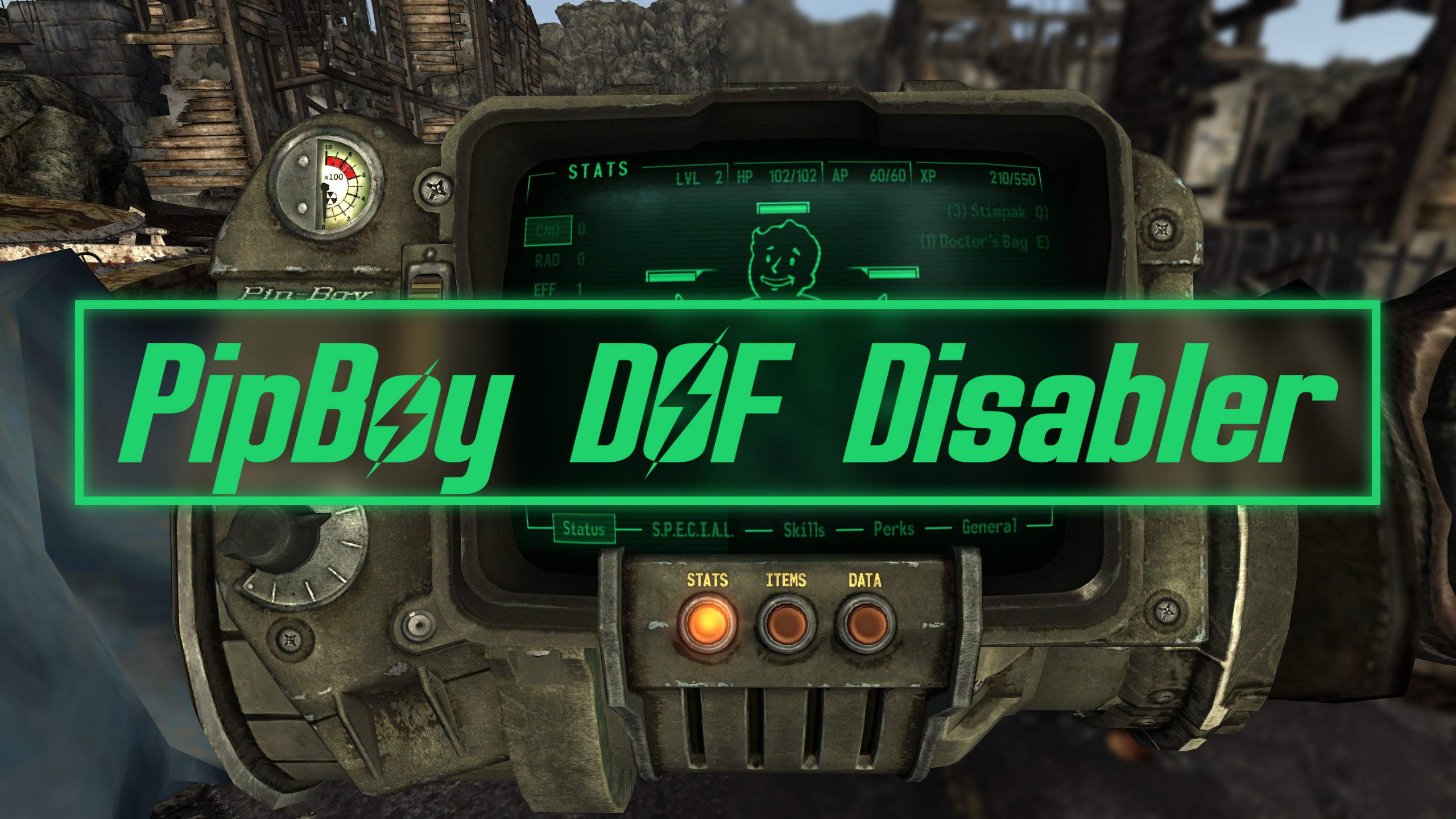PipBoy DoF Disabler mod for Fallout: New Vegas
