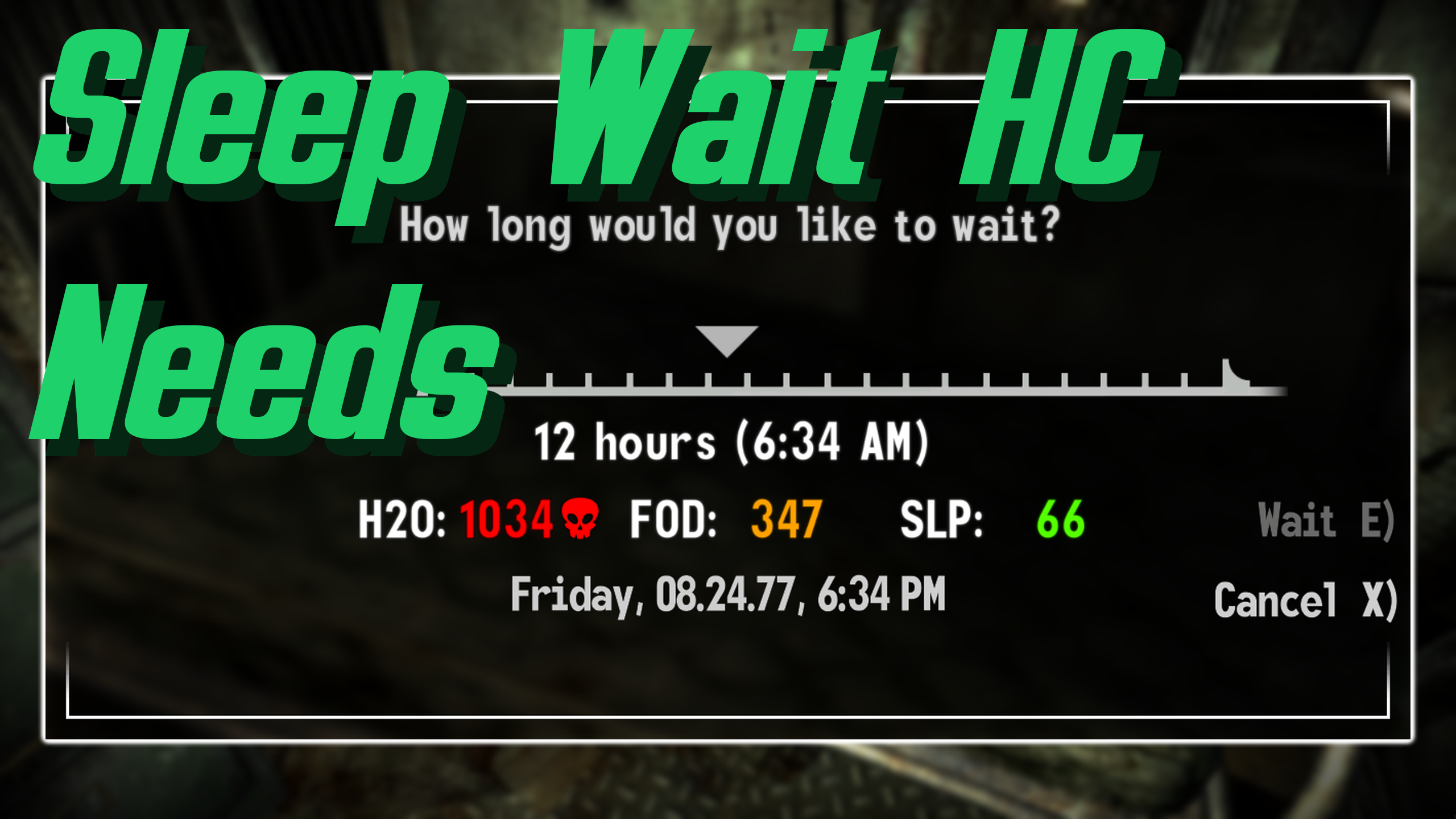 Sleep Wait Hardcore Needs mod for Fallout: New Vegas