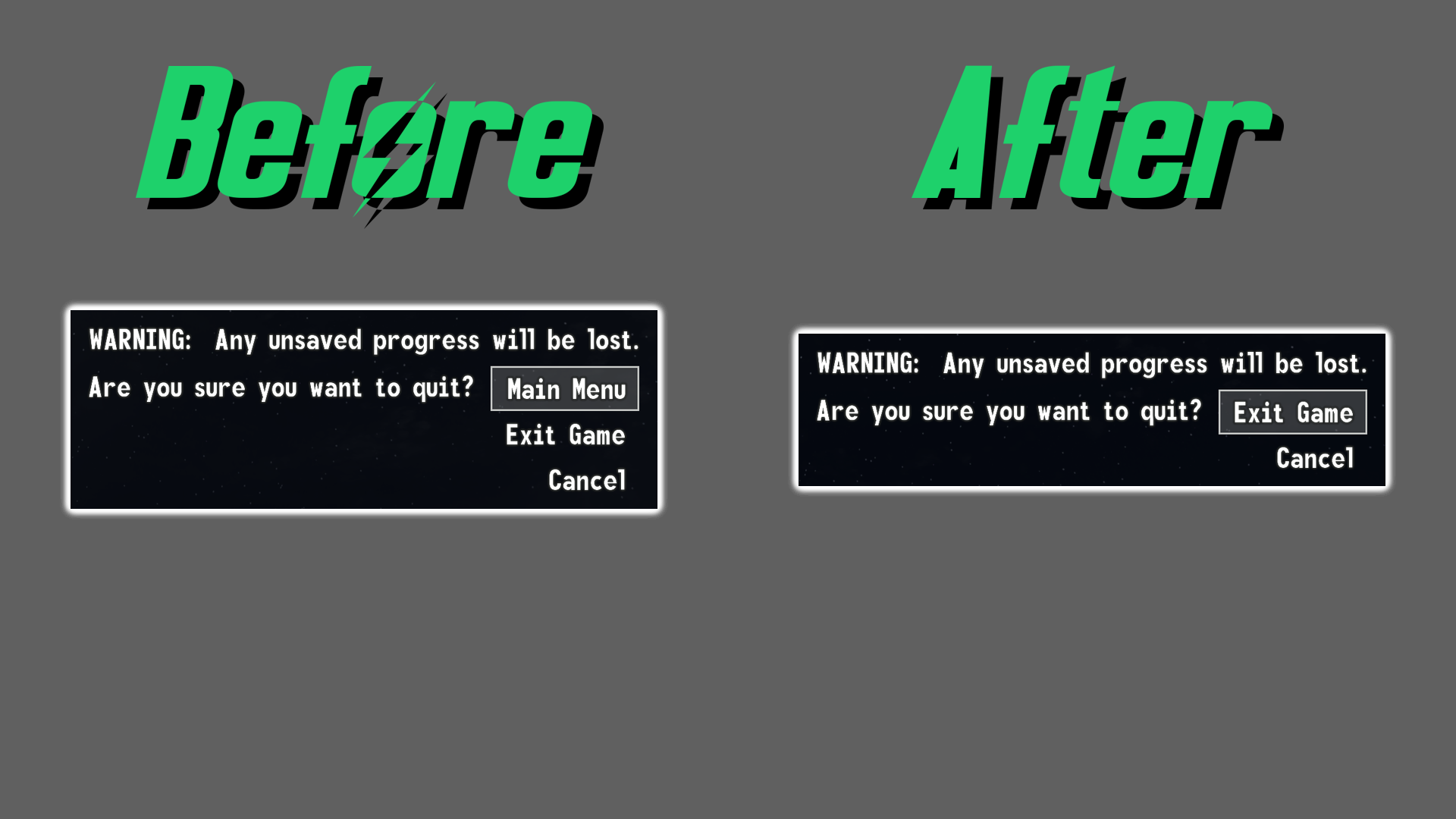 No Exit to Main Menu mod for Fallout 3