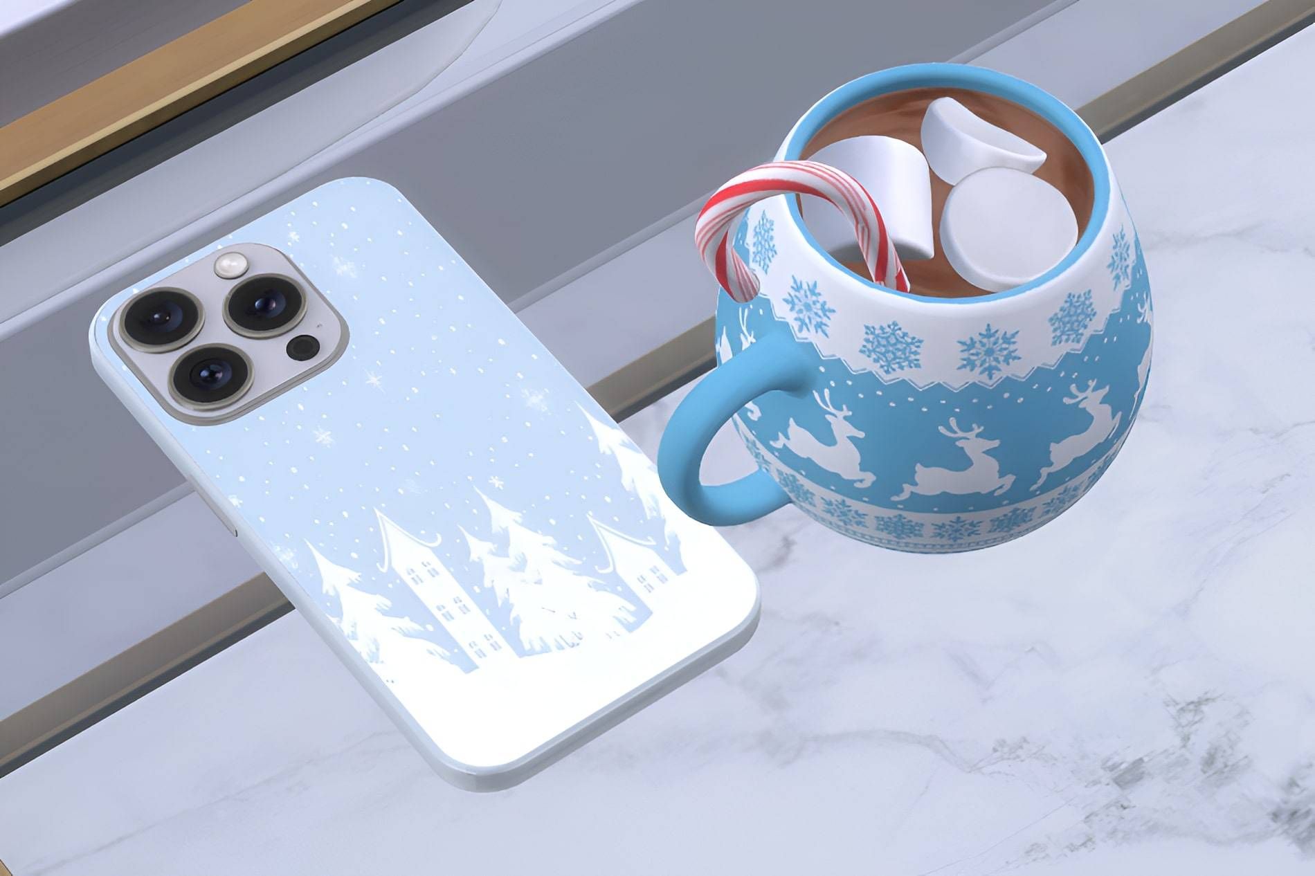 Iphone 16 Pro winter case set mod for The Sims 4 