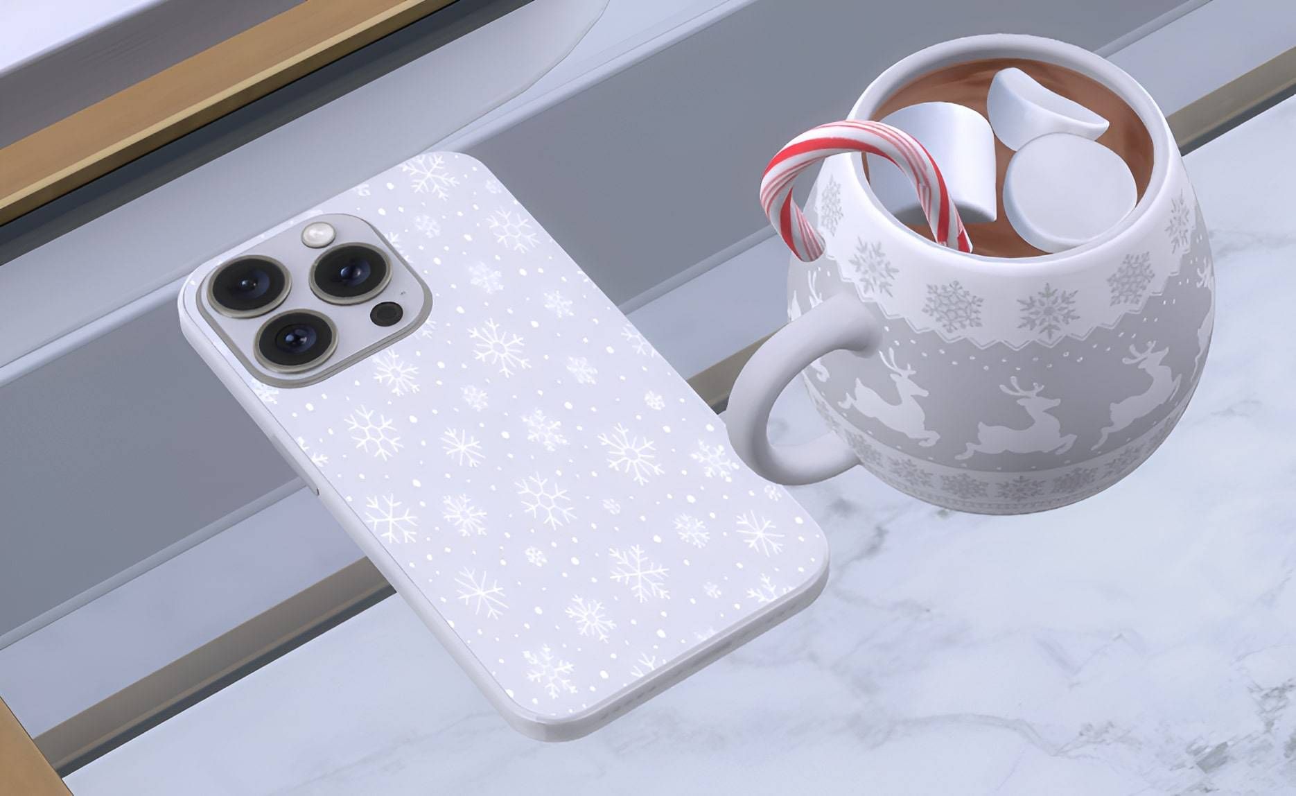 Iphone 16 Pro winter case set mod for The Sims 4 