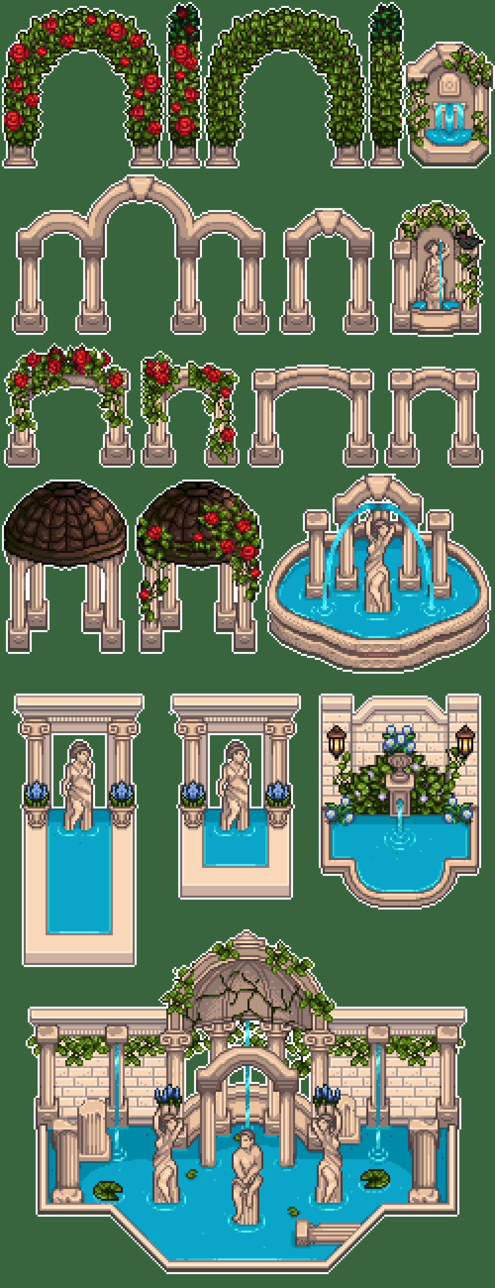 HxW Romantic Fountains and Arches mod for Stardew Valley
