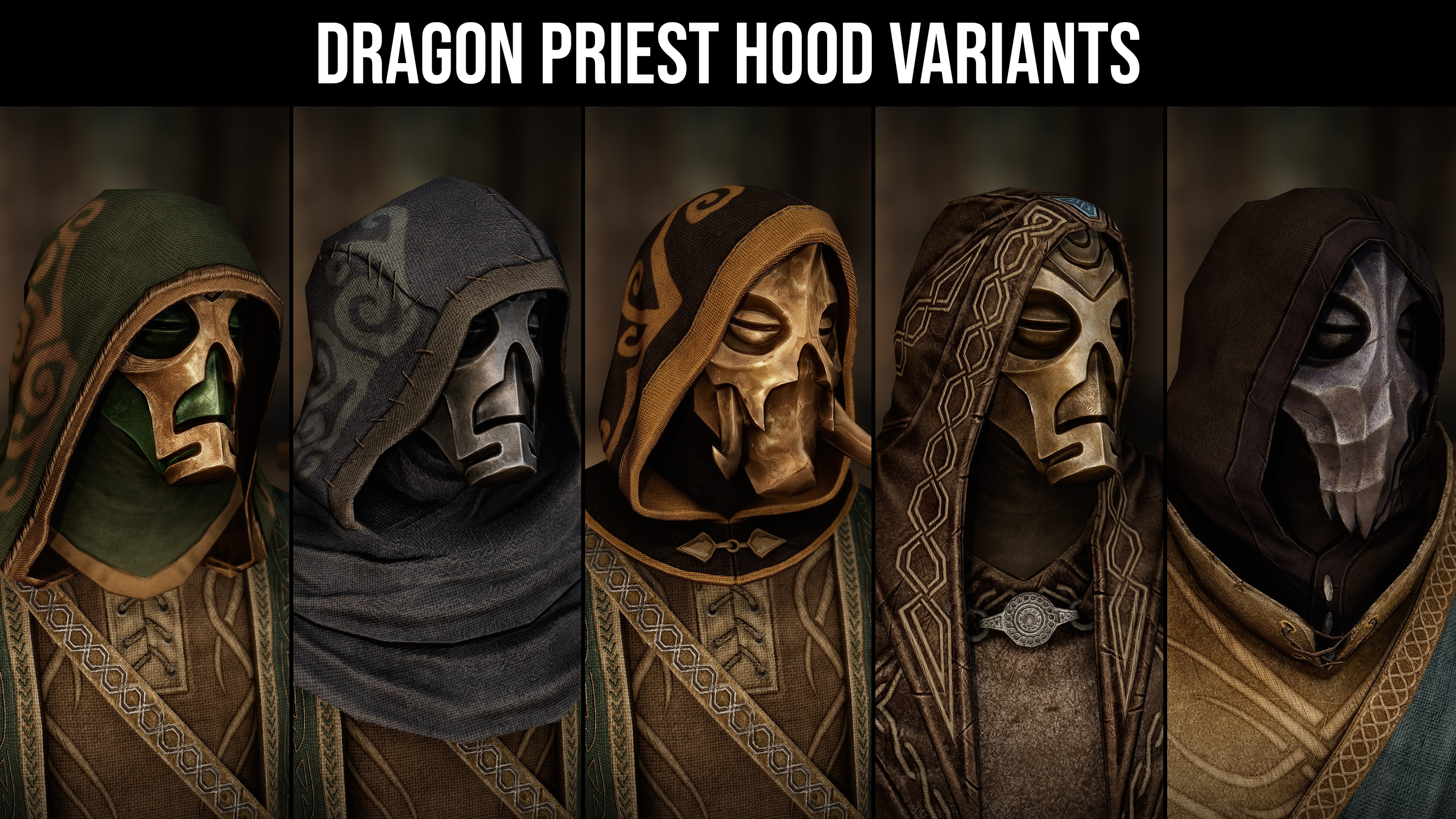 Dragon Priest Hood Variants mod for The Elder Scrolls V: Skyrim Special Edition