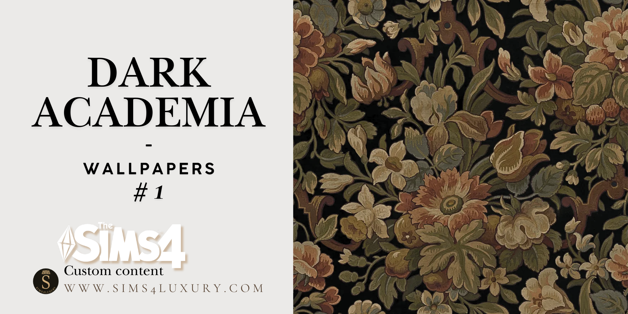 Sims4Luxury - Dark Academia - Wallpapers 1 mod for The Sims 4 