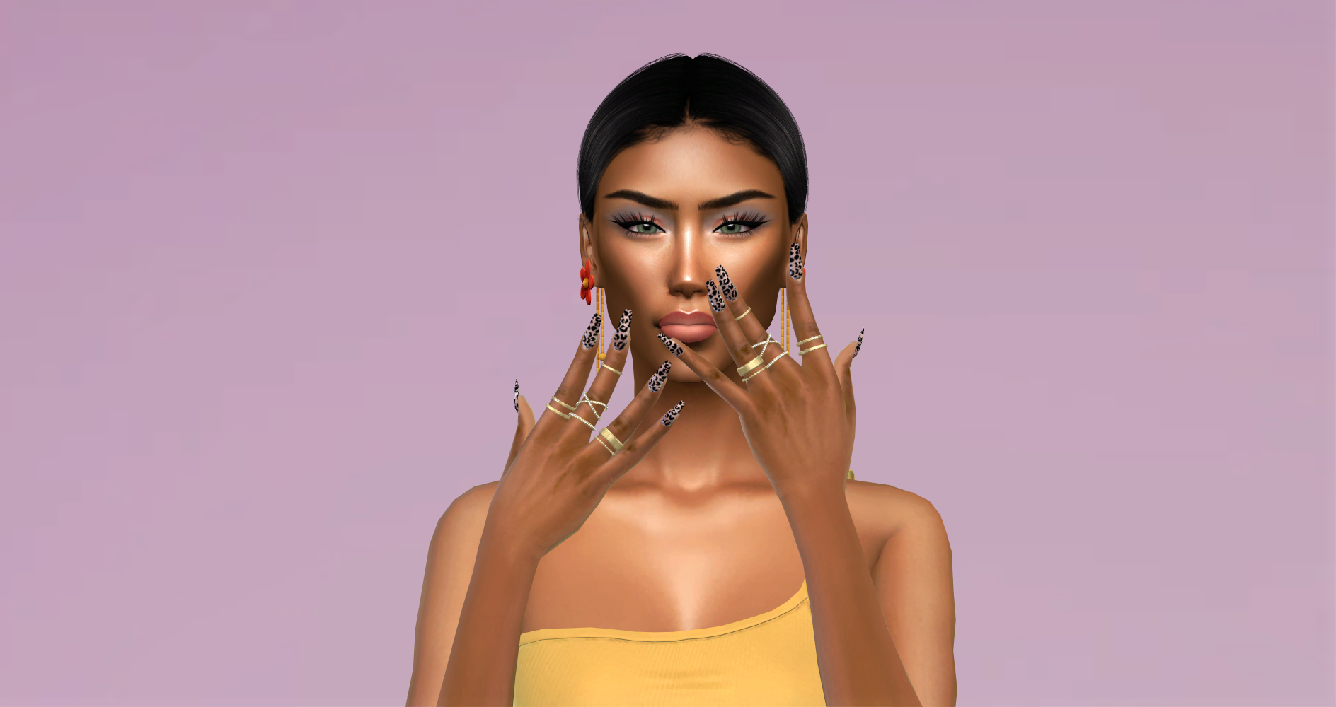 Leopard print long nails mod for The Sims 4 