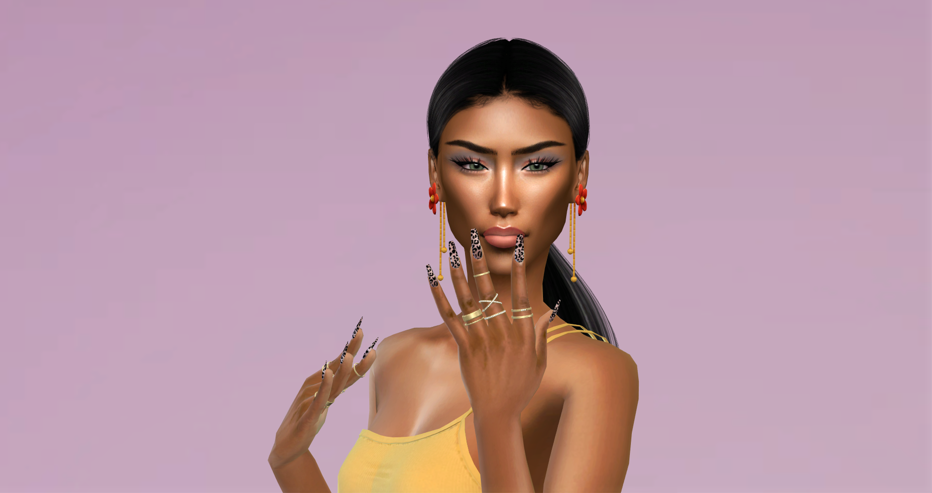 Leopard print long nails mod for The Sims 4 