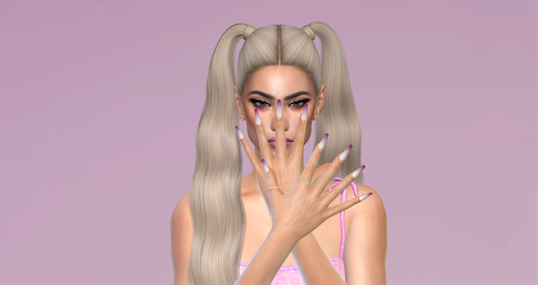 Pink heart long nails mod for The Sims 4 