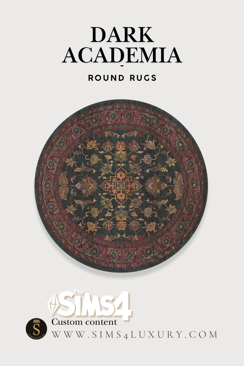 Sims4Luxury - Dark Academia - Round Rugs mod for The Sims 4 