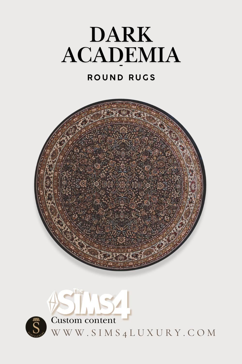 Sims4Luxury - Dark Academia - Round Rugs mod for The Sims 4 