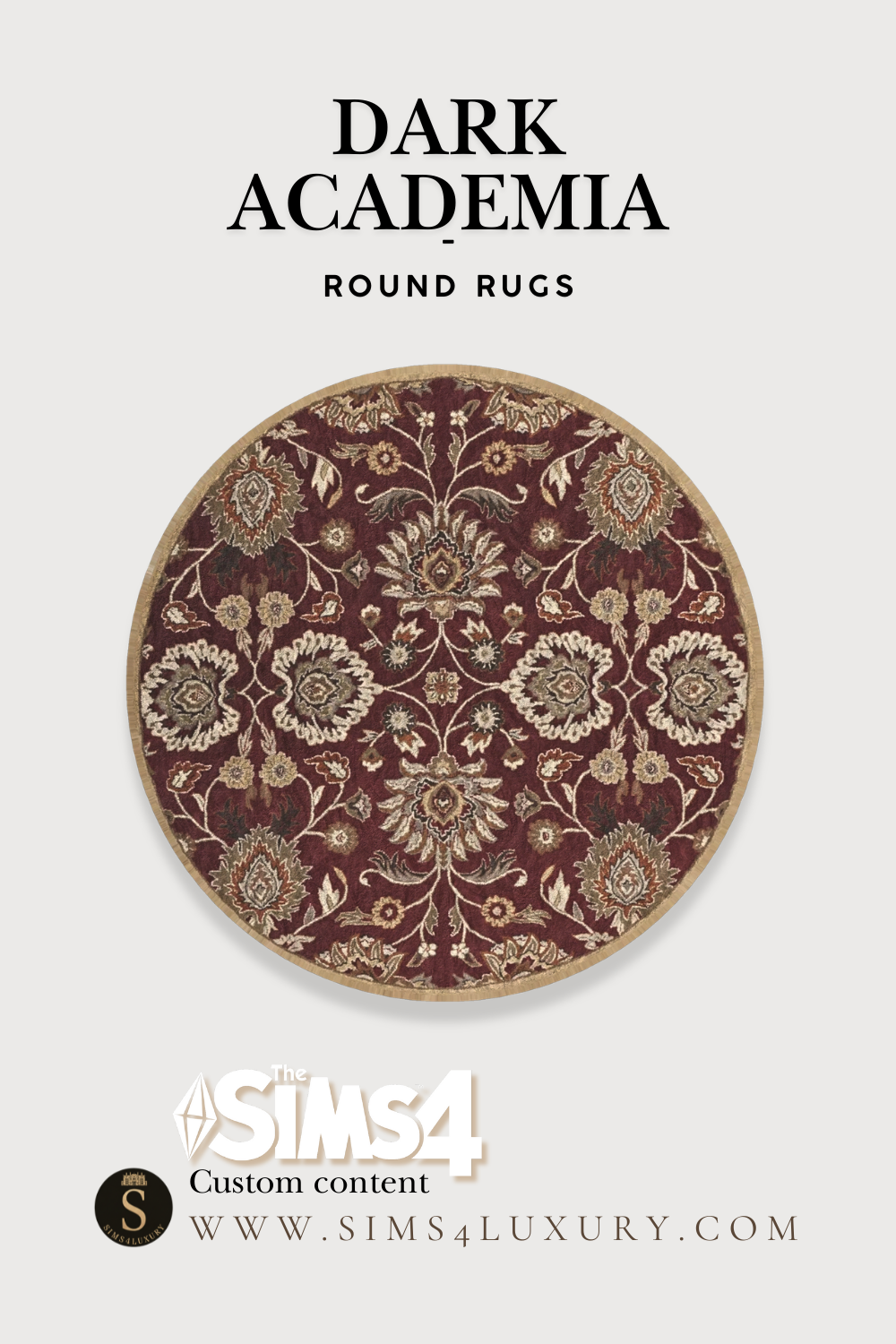 Sims4Luxury - Dark Academia - Round Rugs mod for The Sims 4 